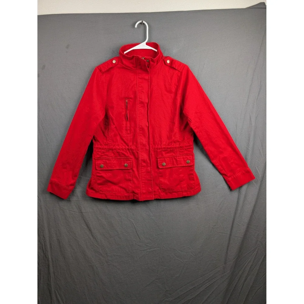 Black Label by C'est Toi‎ Red Cotton Utility Field Jacket JA4037 Womens Medium
